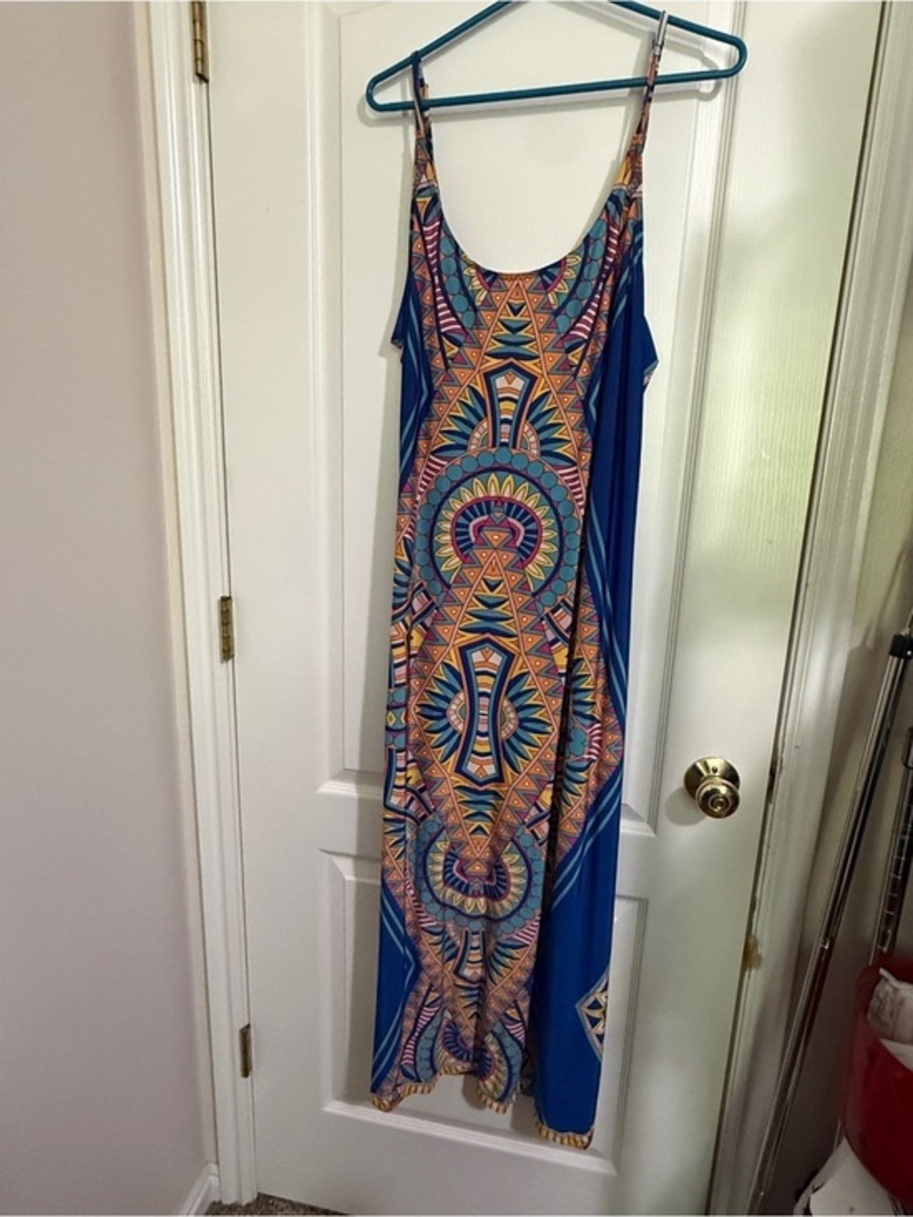 VENUS Blue Multicolor Aztec Print Maxi Dress